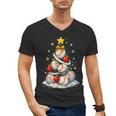Baseball Christmas Tree Lights Santa Sport Player Lover Xmas Men's V-Neck T-Shirt Baseball Christmas Tree Lights Santa Sport Player Lover Xmas Men's V-Neck T-Shirt
