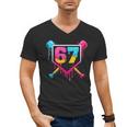 Baseball Ice Cream Drip 67 Meme Six Seven 67th Birthday Men's V-Neck T-Shirt
