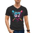 Baseball Ice Cream Drip Number 67 Player 67th Birthday 67 Men's V-Neck T-Shirt