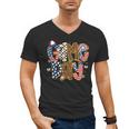 Checkered Leopard Game Day Baseball Men Women Kids Men's V-Neck T-Shirt