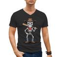 Cowboy Skeleton Baseball Halloween Graphic Men's V-Neck T-Shirt