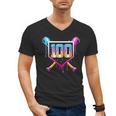 Happy 100 Days Of School Baseball Drip 100th Day Of School Men's V-Neck T-Shirt Happy 100 Days Of School Baseball Drip 100th Day Of School Men's V-Neck T-Shirt