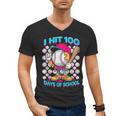 I Hit 100 Days Of School Baseball Ice Cream Drip Men's V-Neck T-Shirt I Hit 100 Days Of School Baseball Ice Cream Drip Men's V-Neck T-Shirt