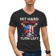 Hit Hard Run Fast Turn Left Baseball Cream Drip Crossed Bats Men's V-Neck T-Shirt