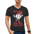 Hit Hard Run Fast Turn Left Baseball Player Men's V-Neck T-Shirt Hit Hard Run Fast Turn Left Baseball Player Men's V-Neck T-Shirt