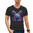Neon Dripping Baseball And Bats Colorful Sports Art Men's V-Neck T-Shirt Neon Dripping Baseball And Bats Colorful Sports Art Men's V-Neck T-Shirt