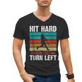 Retro Hit Hard Run Fast Turn Left Baseball Lover Men's V-Neck T-Shirt Retro Hit Hard Run Fast Turn Left Baseball Lover Men's V-Neck T-Shirt