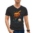 Spooky Halloween Scary Pumpkin Baseball Player Witchy Vibes Men's V-Neck T-Shirt Spooky Halloween Scary Pumpkin Baseball Player Witchy Vibes Men's V-Neck T-Shirt