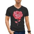 Sporty Rose Graphic With Baseball And Rugby Ball Petals Men's V-Neck T-Shirt