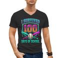 I Survived 100 Days Of School Baseball Drip Men's V-Neck T-Shirt I Survived 100 Days Of School Baseball Drip Men's V-Neck T-Shirt