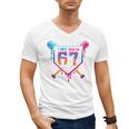 Baseball Drip I Was 6 Now I'm 7 67 Meme 7th Birthday Men's V-Neck T-Shirt