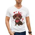 Dachshund Valentines Day Wiener Dog Lover Weenie Heart Raglan Baseball Tee Men's V-Neck T-Shirt Dachshund Valentines Day Wiener Dog Lover Weenie Heart Raglan Baseball Tee Men's V-Neck T-Shirt