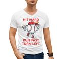 Hit Hard Run Fast Turn Left Baseball Player Premium Tri-Blend Men's V-Neck T-Shirt Hit Hard Run Fast Turn Left Baseball Player Premium Tri-Blend Men's V-Neck T-Shirt