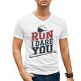 Run I Dare You Baseball Catcher Player Fan Men's V-Neck T-Shirt