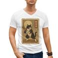 Vintage Japanese Ukiyo-e Baseball Cat Batting Men's V-Neck T-Shirt Vintage Japanese Ukiyo-e Baseball Cat Batting Men's V-Neck T-Shirt
