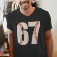 67 Baseball Six Seven 6 7 Meme 67 Men's V-Neck T-Shirt