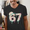 Baseball 67 Drip Six Seven Baseball Dripping Boys Kids Men's V-Neck T-Shirt