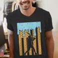Baseball Drip Dripping Ice Cream Sport Player American Flag Men's V-Neck T-Shirt Baseball Drip Dripping Ice Cream Sport Player American Flag Men's V-Neck T-Shirt