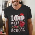 Baseball Happy 100 Days Of School Boy Girl Kid Teacher Men's V-Neck T-Shirt Baseball Happy 100 Days Of School Boy Girl Kid Teacher Men's V-Neck T-Shirt