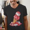 Baseball Ice Cream Drip Youth Strawberry Baseball Red Men's V-Neck T-Shirt Baseball Ice Cream Drip Youth Strawberry Baseball Red Men's V-Neck T-Shirt
