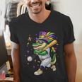 Baseball Player Mardi Gras Alligator Carnival Costume Beads Men's V-Neck T-Shirt Baseball Player Mardi Gras Alligator Carnival Costume Beads Men's V-Neck T-Shirt