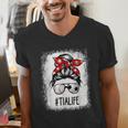 Bleached Tia Life Soccer Messy Bun Baseball Game Day Men's V-Neck T-Shirt Bleached Tia Life Soccer Messy Bun Baseball Game Day Men's V-Neck T-Shirt