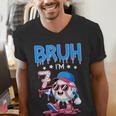 Bruh I'm 7 Baseball Ice Cream Drip It's My 7th Birthday Men's V-Neck T-Shirt Bruh I'm 7 Baseball Ice Cream Drip It's My 7th Birthday Men's V-Neck T-Shirt
