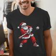 Christmas Baseball Player Santa Xmas Boys Men Toddler Men's V-Neck T-Shirt Christmas Baseball Player Santa Xmas Boys Men Toddler Men's V-Neck T-Shirt