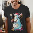 Christmas Baseball Snowman Drip For Boys Men Girls Women Men's V-Neck T-Shirt Christmas Baseball Snowman Drip For Boys Men Girls Women Men's V-Neck T-Shirt