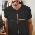 Cross Baseball Bats Christian Faith Sports Coach Pitcher Men's V-Neck T-Shirt Cross Baseball Bats Christian Faith Sports Coach Pitcher Men's V-Neck T-Shirt