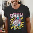 Drip Baseball Boy Youth Kid Ice Cream Dripping Baseball Bruh Men's V-Neck T-Shirt