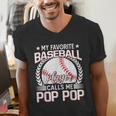 My Favorite Baseball Player Calls Me Pop Pop Men's V-Neck T-Shirt My Favorite Baseball Player Calls Me Pop Pop Men's V-Neck T-Shirt