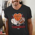 Happy Valentine’s Basketball Football Valentine Baseball Men's V-Neck T-Shirt Happy Valentine’s Basketball Football Valentine Baseball Men's V-Neck T-Shirt