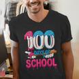 HUGvyn 100 Days Of School Baseball Ice Cream Teacher Student Men's V-Neck T-Shirt