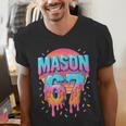 Mason 67 Costume Ice Cream Baseball Drip 6 7 Meme Six Seven Men's V-Neck T-Shirt