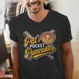 Pat's Pocket Pancakes Baseball Glove Stack Syrup Men's V-Neck T-Shirt Pat's Pocket Pancakes Baseball Glove Stack Syrup Men's V-Neck T-Shirt