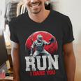 Run I Dare You Baseball Ball Player Catcher Coach Tee Men's V-Neck T-Shirt Run I Dare You Baseball Ball Player Catcher Coach Tee Men's V-Neck T-Shirt