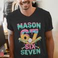 Six Seven Meme Mason Ice Cream Drip Baseball Number 67 Men's V-Neck T-Shirt