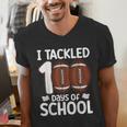 I Tackled 100 Days Of School Baseball Player Kids Teacher Men's V-Neck T-Shirt I Tackled 100 Days Of School Baseball Player Kids Teacher Men's V-Neck T-Shirt