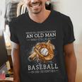 Never Underestimate An Old Man Who Still Plays Baseball Men's V-Neck T-Shirt Never Underestimate An Old Man Who Still Plays Baseball Men's V-Neck T-Shirt