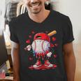 Valentine Baseball Heart Drip Sport Love Valentines Day Boys Men's V-Neck T-Shirt Valentine Baseball Heart Drip Sport Love Valentines Day Boys Men's V-Neck T-Shirt