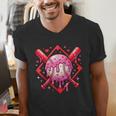 Valentines Day Baseball Boys Ice Cream Drip Heart Youth Kids Men's V-Neck T-Shirt