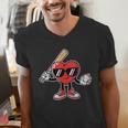 Valentines Day Heart Baseball Player Sports Boys Kids Men Men's V-Neck T-Shirt