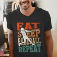 Women's Eat Sleep Baseball Repeat Vintage Player Sport Lover Retro Men's V-Neck T-Shirt Women's Eat Sleep Baseball Repeat Vintage Player Sport Lover Retro Men's V-Neck T-Shirt