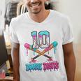 Baseball 10 Year Old Ice Cream Drip 10th Bday Double Digits Men's V-Neck T-Shirt Baseball 10 Year Old Ice Cream Drip 10th Bday Double Digits Men's V-Neck T-Shirt