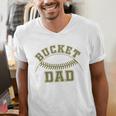 Bucket Dad Softball Dad Baseball Player Dad Men's V-Neck T-Shirt