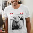 Capybara Love Valentines Day Cute Animal Hearts Raglan Baseball Tee Men's V-Neck T-Shirt Capybara Love Valentines Day Cute Animal Hearts Raglan Baseball Tee Men's V-Neck T-Shirt