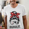 Classy Nana Life Soccer Messy Bun Baseball Mother's Day Men's V-Neck T-Shirt
