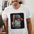 Cool Dollar Bill Guy With Cap And Baseball Costume Premium Tri-Blend Men's V-Neck T-Shirt Cool Dollar Bill Guy With Cap And Baseball Costume Premium Tri-Blend Men's V-Neck T-Shirt