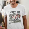 I Just Hit 100 Days Of School Teacher Baseball Boys Kids Men's V-Neck T-Shirt I Just Hit 100 Days Of School Teacher Baseball Boys Kids Men's V-Neck T-Shirt